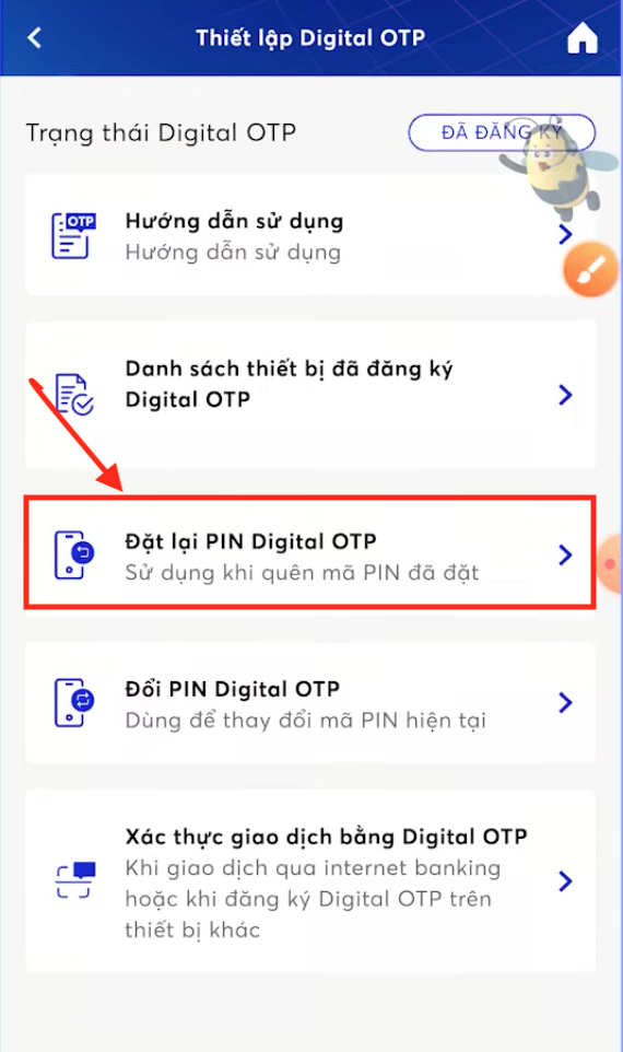 Cách lấy lại mã PIN Digital OTP MBBank 3
