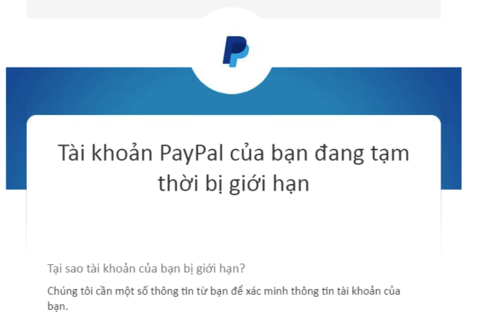 Tại sao tài khoản Paypal bị khóa 180 ngày