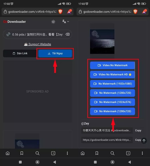 Tải video Douyin không logo trên Android