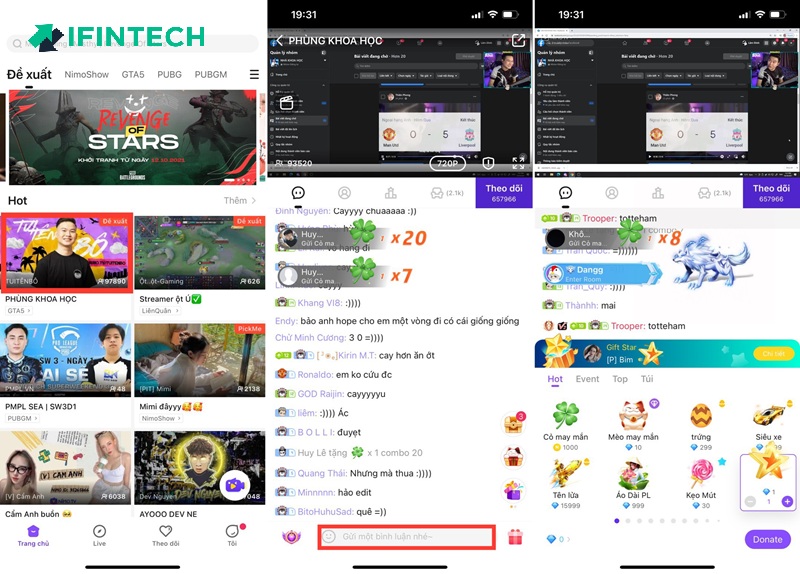 bình luận với streamer