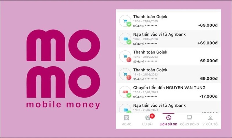cách xem lịch sử giao dịch trên momo