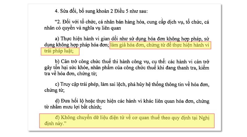 quy định về làm giả hóa đơn