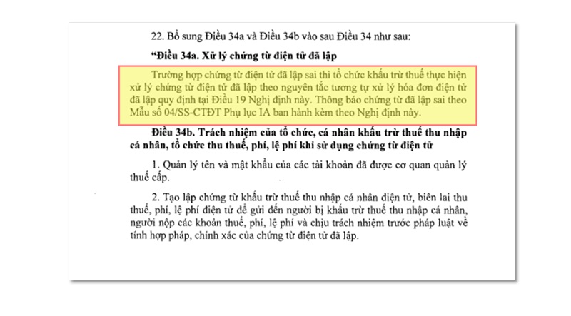 xử lý chứng từ đã lập
