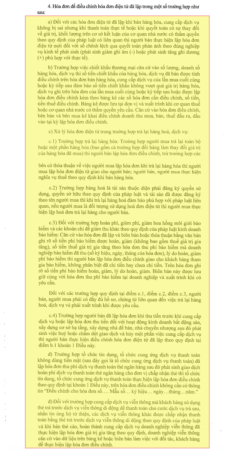 thay thế điều chỉnh hóa đơn điện tử
