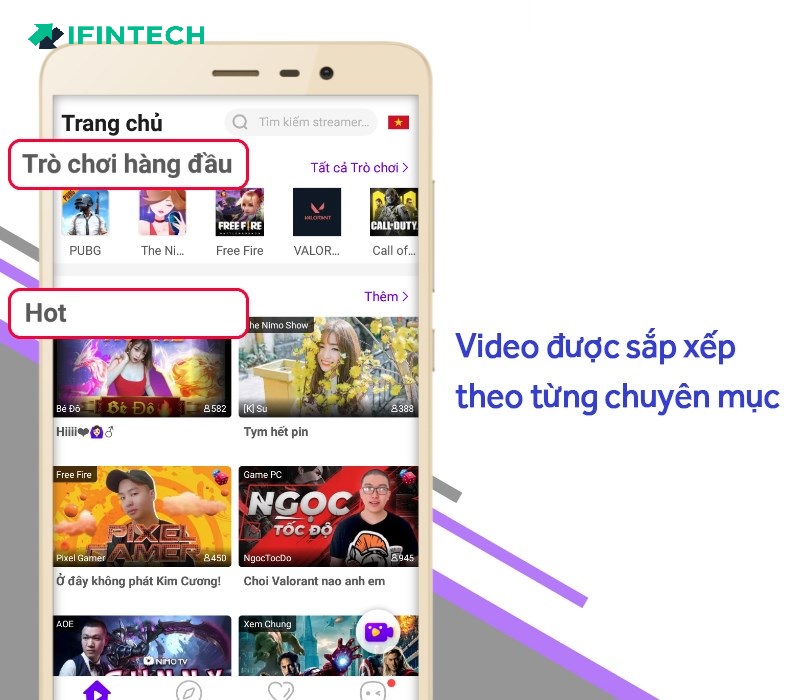 tìm kiếm video stream với từng chuyên mục cụ thể