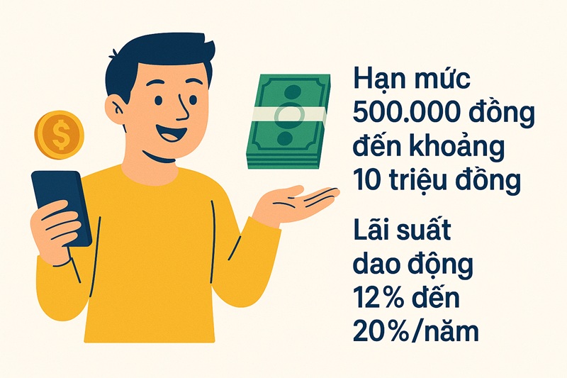hạn mức và lãi suất alomo