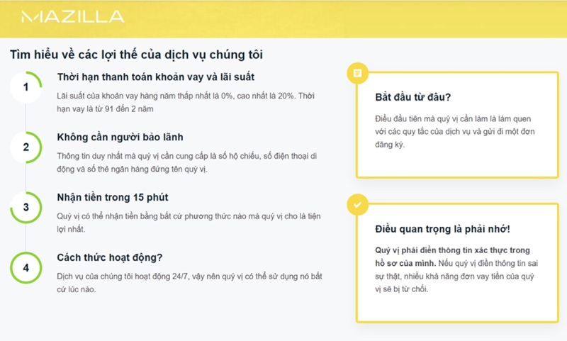 ưu điểm khoản vay mazilla