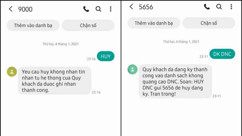 hủy trên android
