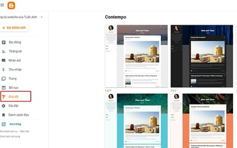 Chọn giao diện phù hợp khi tạo dựng trang web cá nhân